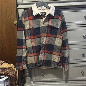 Hollister Multicolor Plaid Jacket with Sherpa Lining